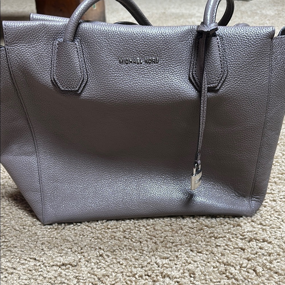 Michael Kors Gray Leather Tote Bag